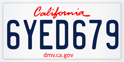 CA license plate 6YED679