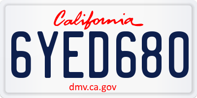 CA license plate 6YED680