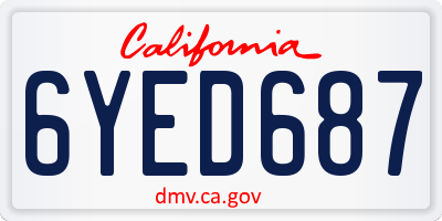 CA license plate 6YED687