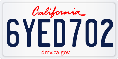 CA license plate 6YED702