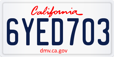 CA license plate 6YED703