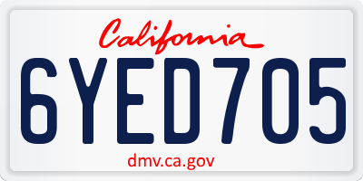 CA license plate 6YED705