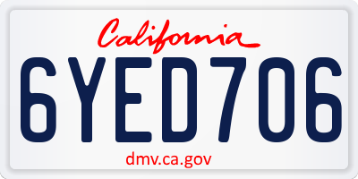 CA license plate 6YED706