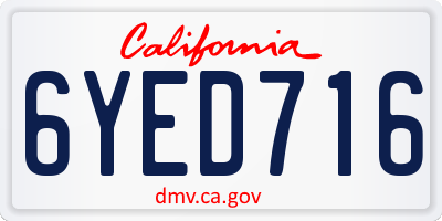 CA license plate 6YED716