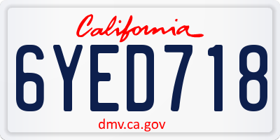 CA license plate 6YED718