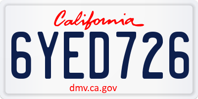 CA license plate 6YED726