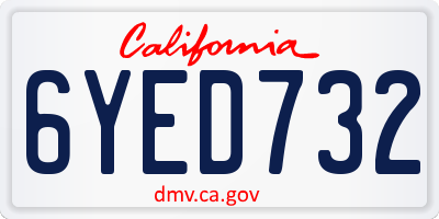 CA license plate 6YED732