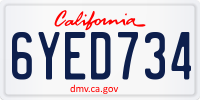 CA license plate 6YED734