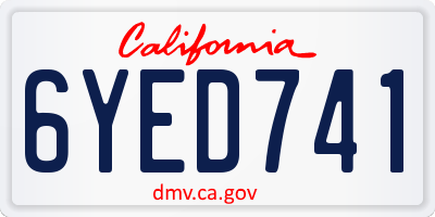 CA license plate 6YED741