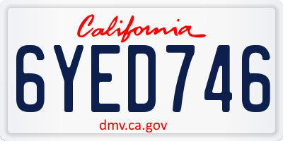 CA license plate 6YED746