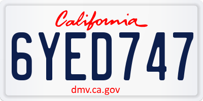 CA license plate 6YED747