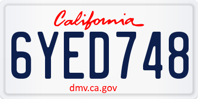 CA license plate 6YED748