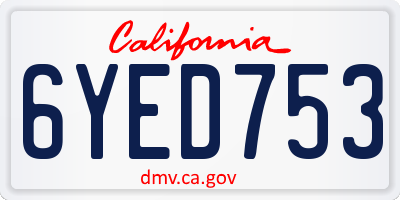 CA license plate 6YED753