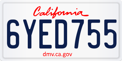 CA license plate 6YED755