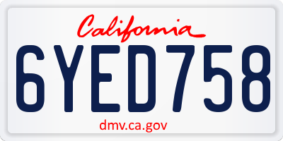 CA license plate 6YED758
