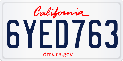 CA license plate 6YED763