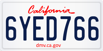 CA license plate 6YED766