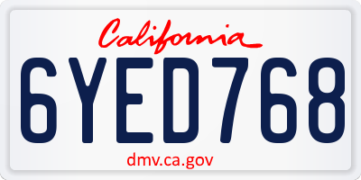 CA license plate 6YED768