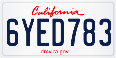 CA license plate 6YED783