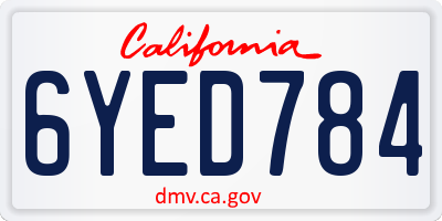 CA license plate 6YED784