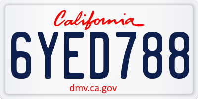 CA license plate 6YED788