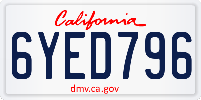 CA license plate 6YED796