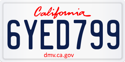 CA license plate 6YED799
