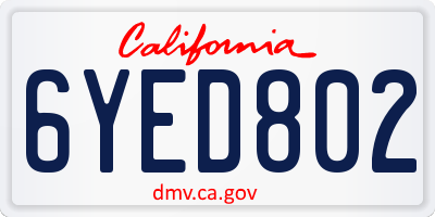 CA license plate 6YED802