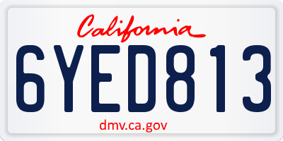 CA license plate 6YED813