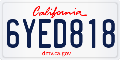 CA license plate 6YED818