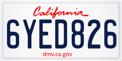 CA license plate 6YED826