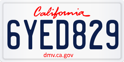 CA license plate 6YED829
