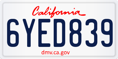 CA license plate 6YED839