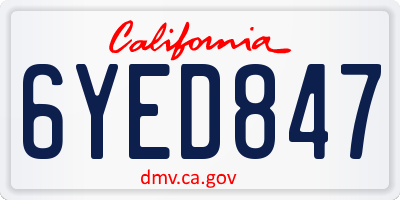 CA license plate 6YED847