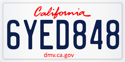 CA license plate 6YED848