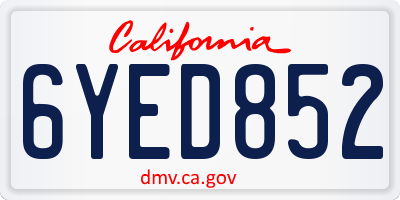 CA license plate 6YED852