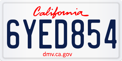 CA license plate 6YED854