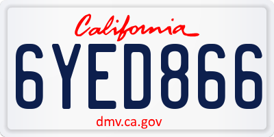CA license plate 6YED866