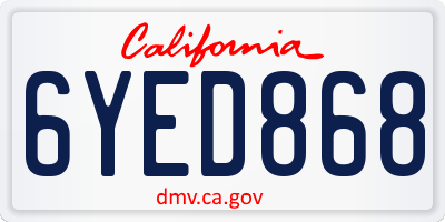 CA license plate 6YED868