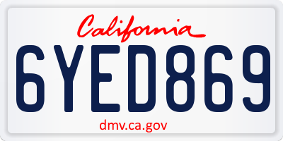 CA license plate 6YED869