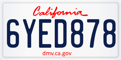 CA license plate 6YED878