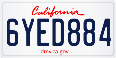 CA license plate 6YED884