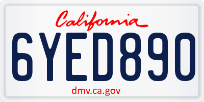 CA license plate 6YED890