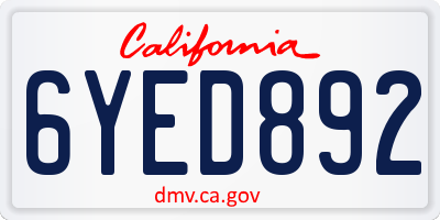 CA license plate 6YED892