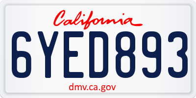 CA license plate 6YED893