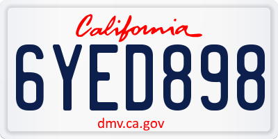 CA license plate 6YED898