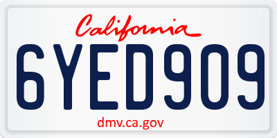 CA license plate 6YED909