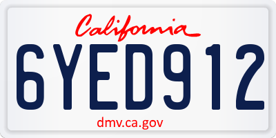 CA license plate 6YED912