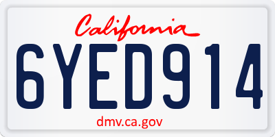 CA license plate 6YED914