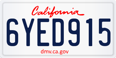 CA license plate 6YED915